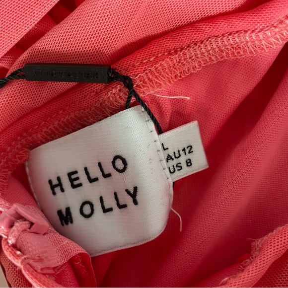 HELLOMOLLY GAL DRESSES UP MINI DRESS PINK 8  large NWT - Picture 11 of 16